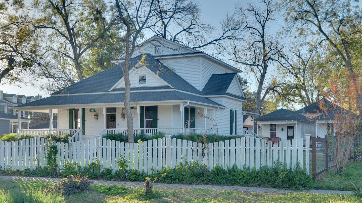 Victorian home in the Houston Heights with a wide front porch